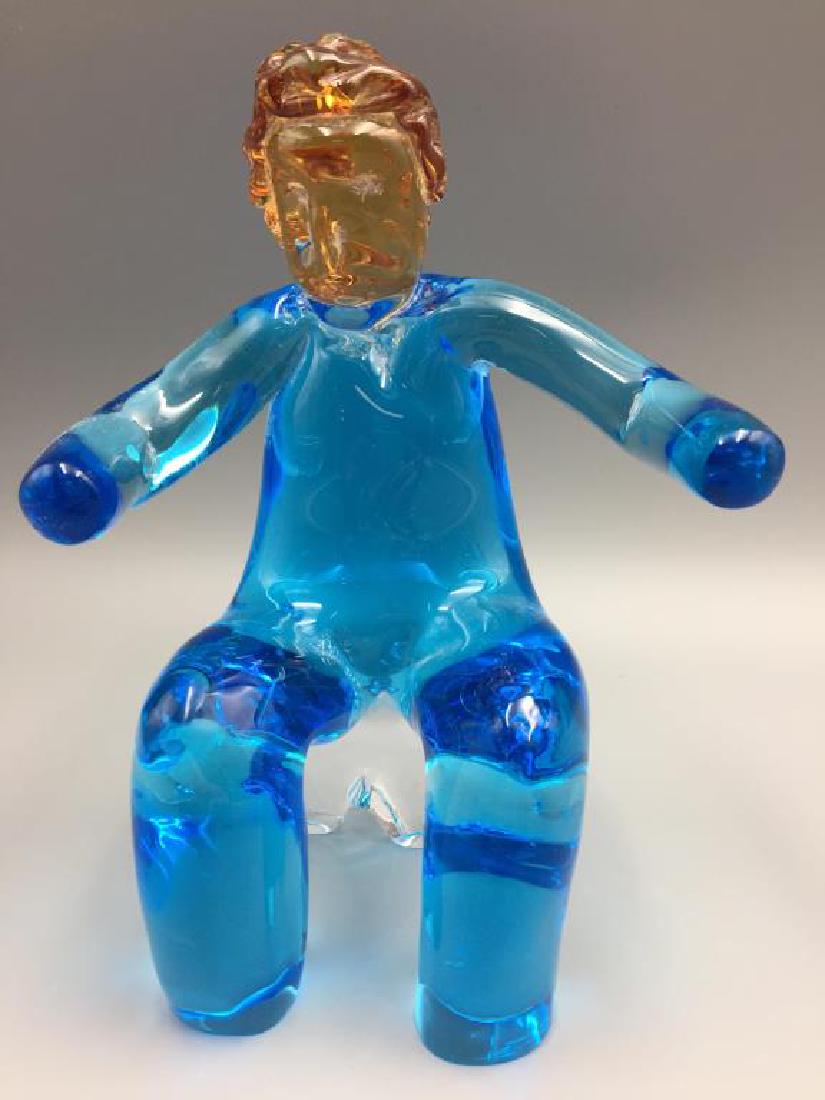 Artist signed art glass of sitting boy (1 of 4)