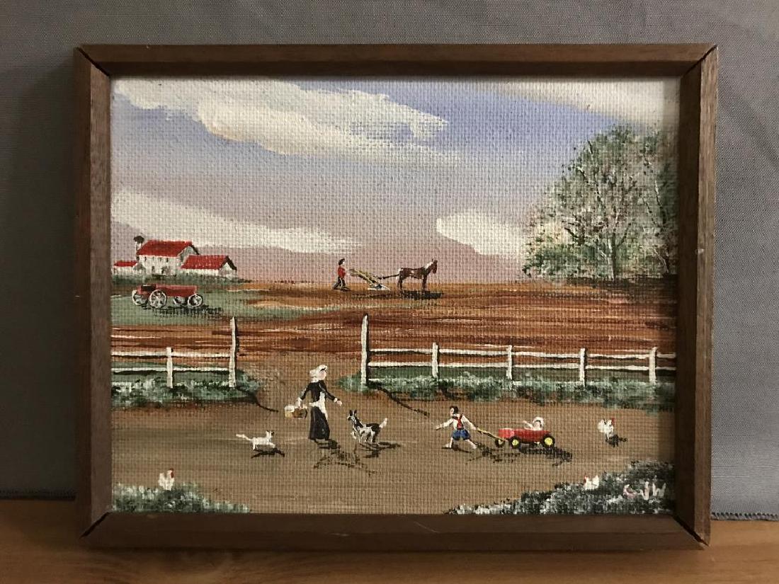 Charles J. White Oil on board: Oil on board titled noon day meal images 7 x 9â€œ.