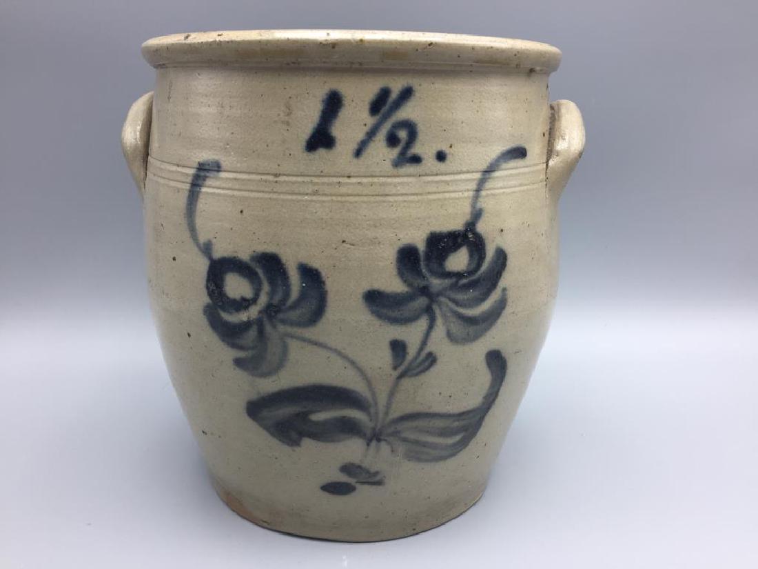 Blue decorated stoneware crock (1 of 7)