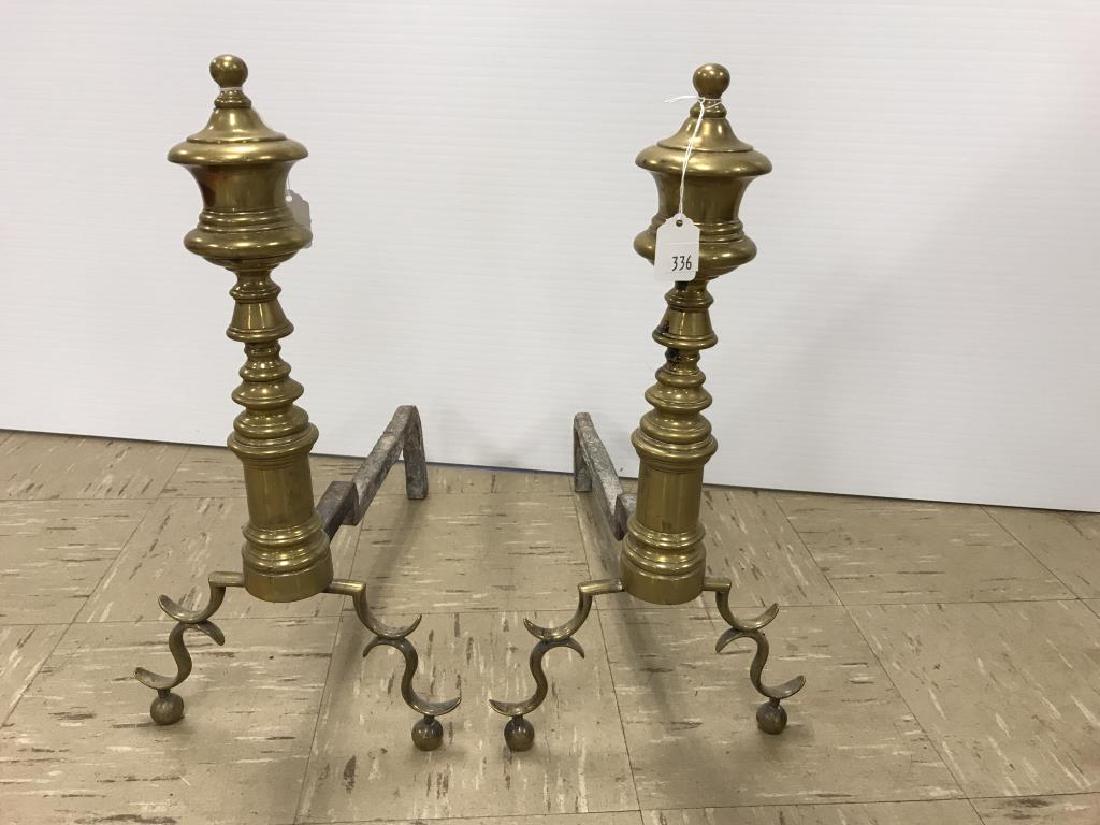 Pair antique brass andirons (1 of 3)