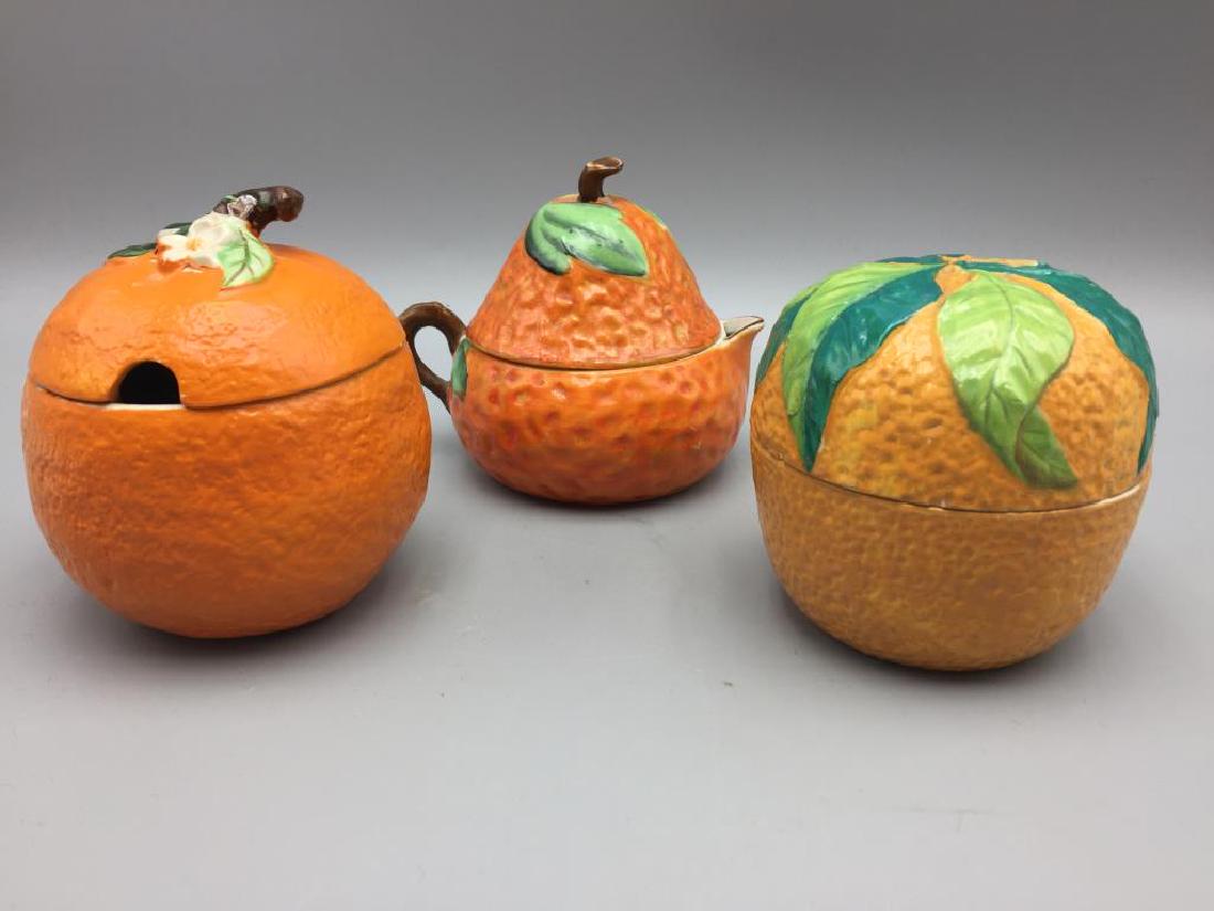 3 Orange porcelain serving pieces (1 of 9)