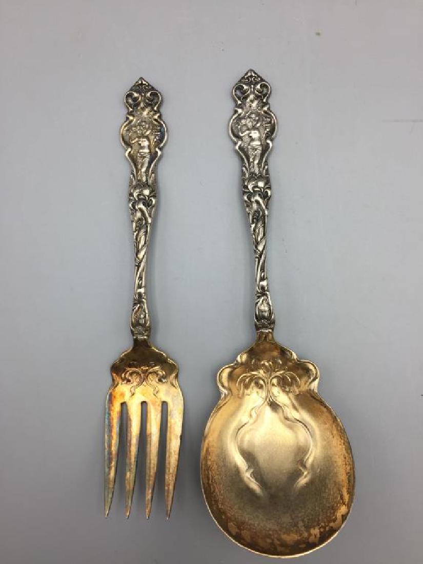 Ornate Sterling serving fork and spoon