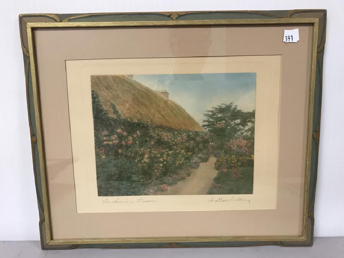 Smothered in flowers Wallace Nutting exterior: size of the print is 9.5 x 7.5 inches.