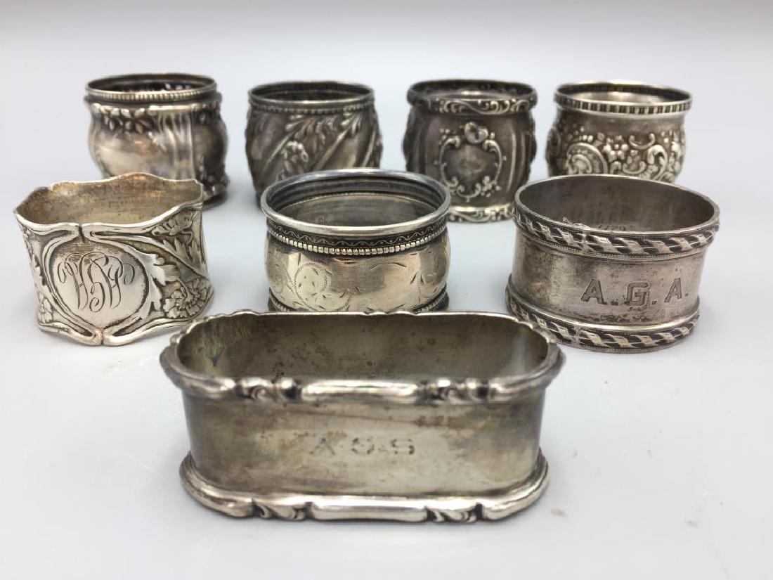 Lot of eight various sterling napkin rings (1 of 13)