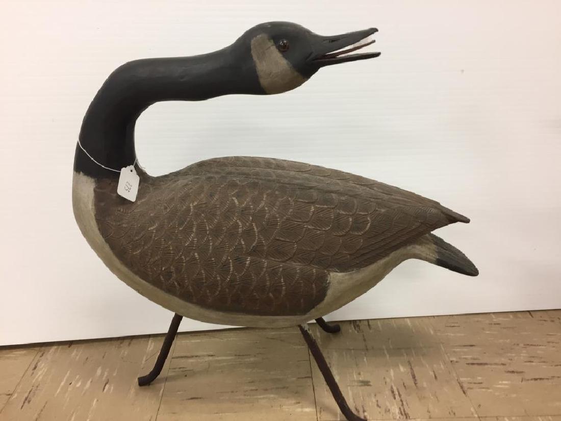 Carved and hand-painted wooden goose decoy (1 of 4)