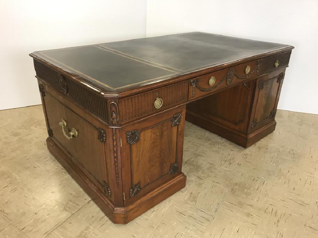 Adam style mahogany partners desk; (1 of 12)