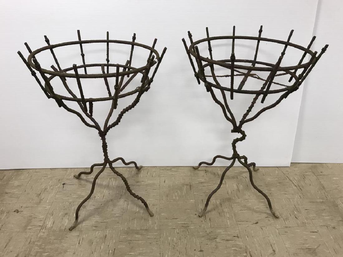 Pair of heavy wrought iron planters (1 of 3)