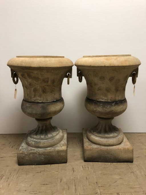 Pair Of Concrete Garden Urns