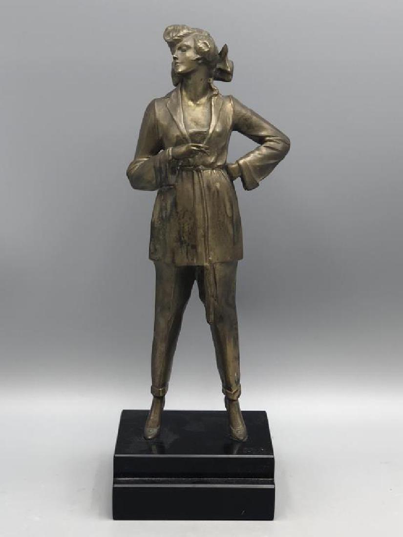 Art deco bronze Lady sculpture (1 of 7)