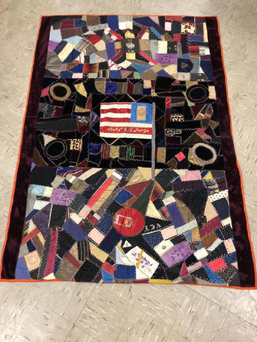 Early satin and velvet patchwork quilt;