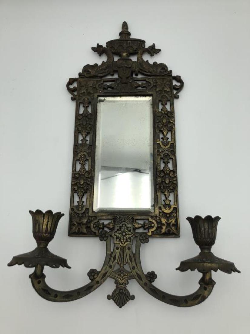 Early ornate brass wall sconce (1 of 6)