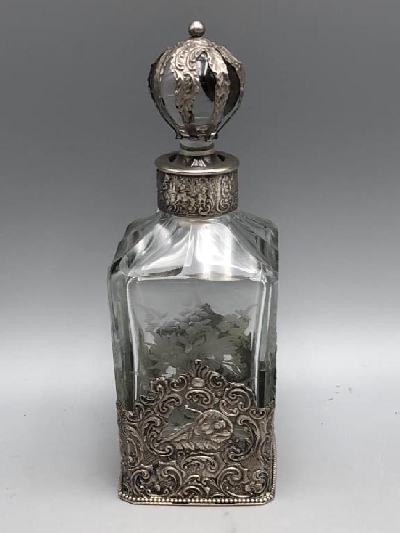 Hanau Silver Mounted Etched Glass decanter (1 of 6)