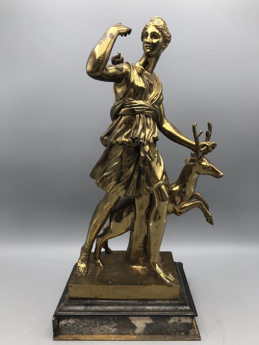 Greek Goddess Diana w/ Deer bronze sculpture (1 of 8)