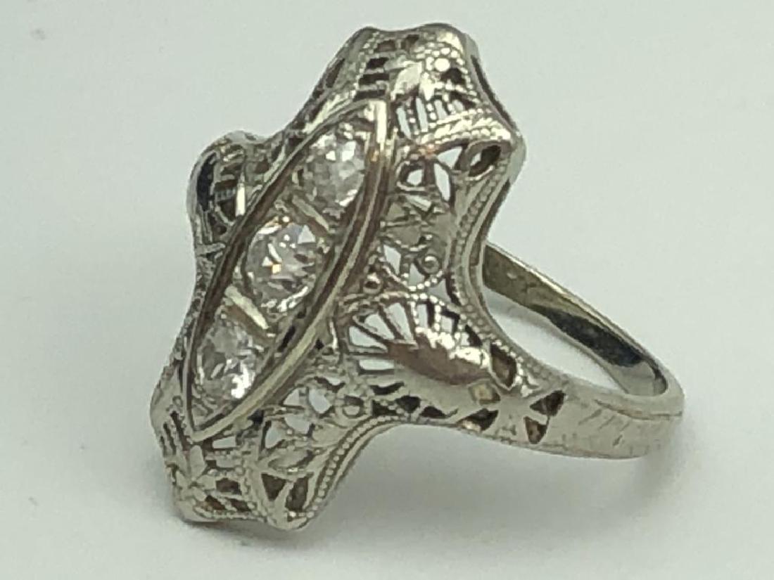 18k  white gold filigree ring with diamonds (1 of 5)