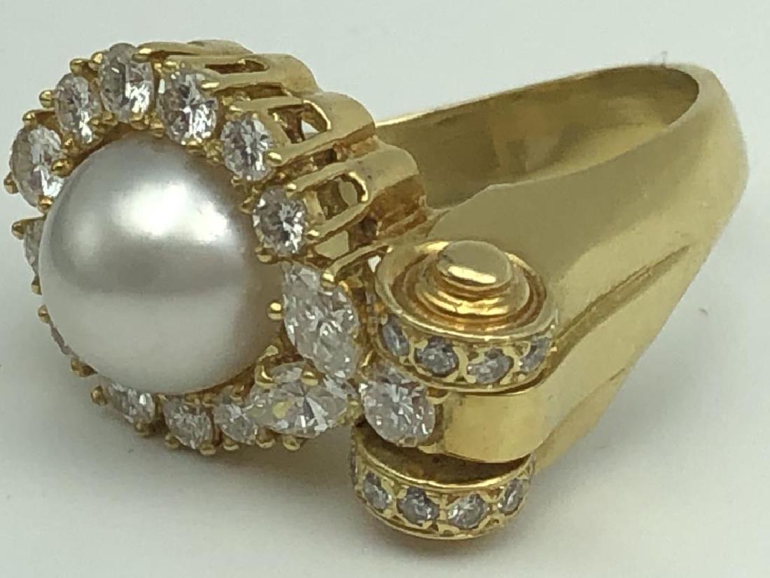 18k Pearl and Diamond ladies ring (1 of 5)