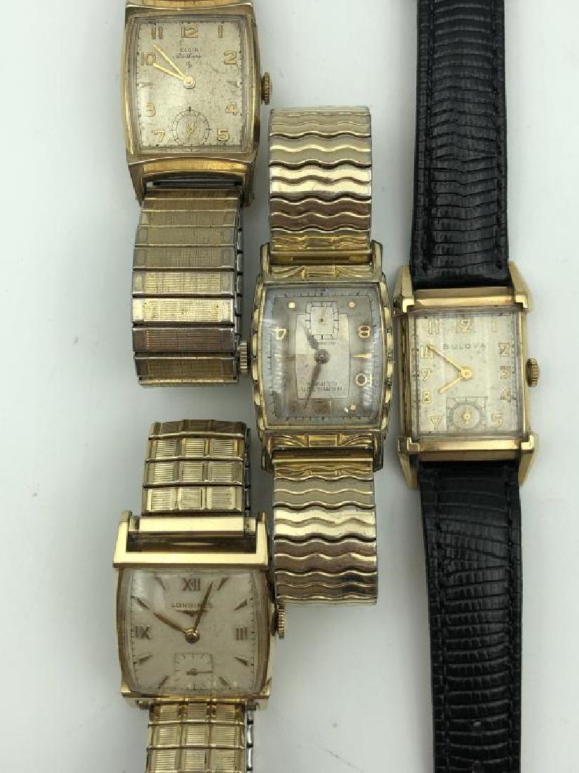 Lot of 4 Gent's Vintage Wrist Watches: Including G.F. Elgin Deluxe, Hamilton, Longines and Bulova #6487535