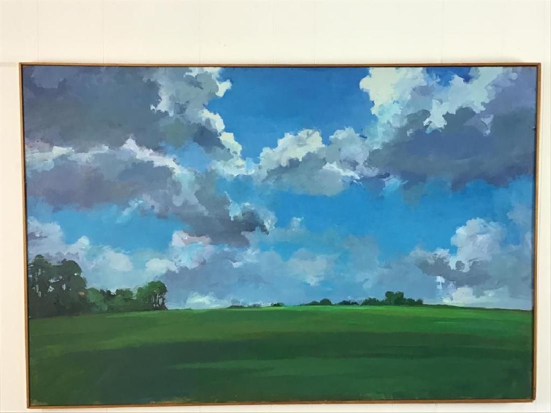 Landscape Oil Painting on Board: Oil painting on board from the Riegelsville Studio of Ben Marcune, though it is unsigned it has been verified as his work and will be accompanied by a letter from his wife authenticating so. Bright bl