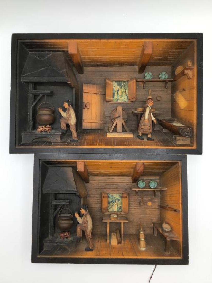 Lot of two German wooden music boxes