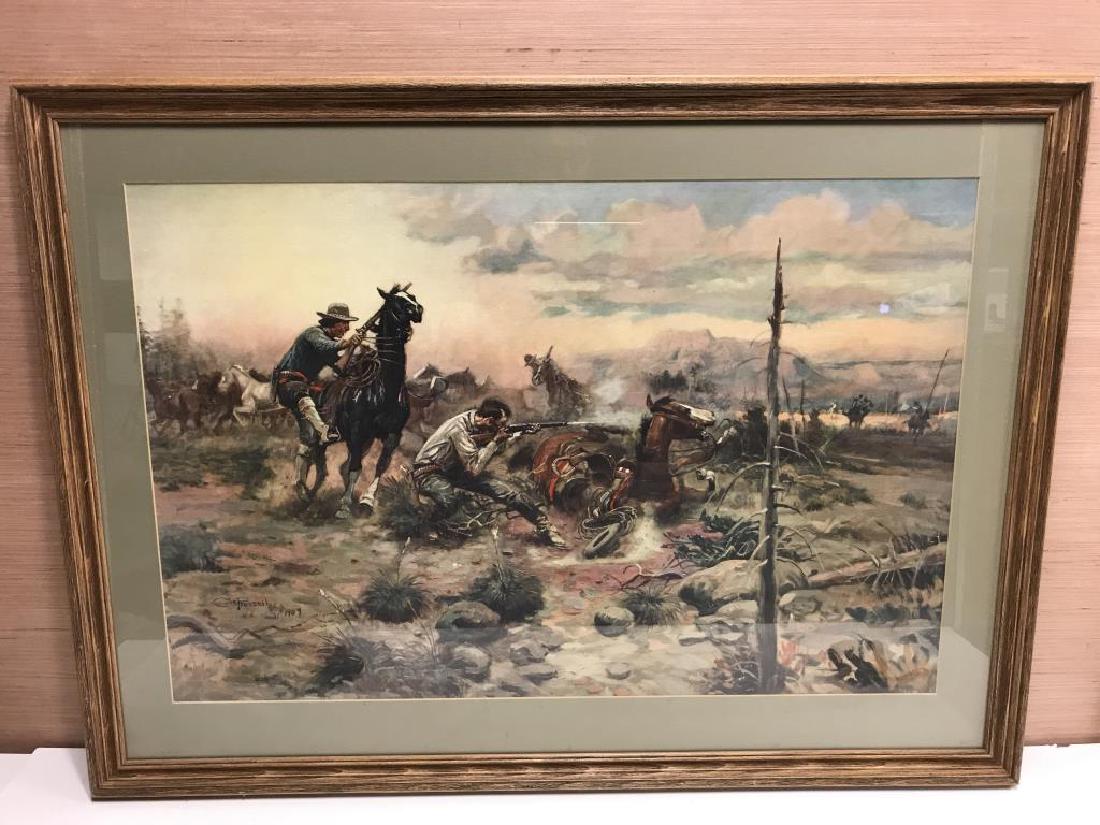 Guy Russel print: Affectionately framed and matted measures 23 X 35 inches