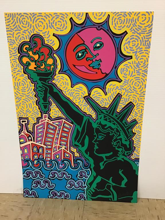 “Liberty" Pop Art Print by Kip Frace: Unframed print by American pop artist, Kip Frace. Image of the Statue of Liberty, pencil signed/numbered/dated bottom right “KIP 1993 53/175." Good condition, measures about 42.5" high by 28" wide. 