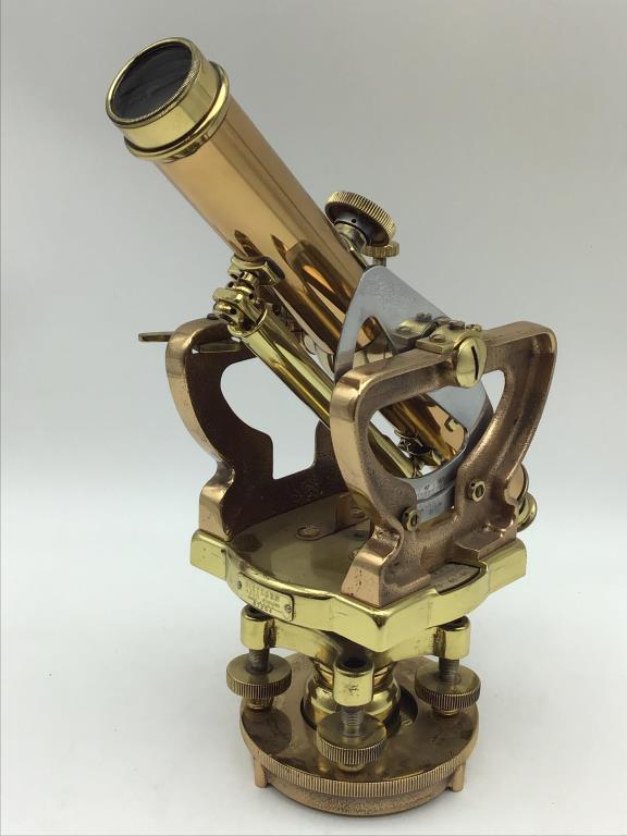 Dietzgen Microscope: Metal Microscope with Front Plate marked, DIETZGEN 6300 Series made in USA 87254. Measures approximately 12 inches high by 4 1/2 inches wide. From the Raymond Bentley Estate.