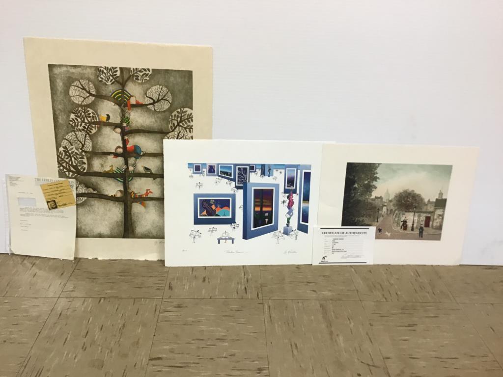 Three Signed Prints: Lot of three unframed prints, includes "Year of the Child" pencil signed and numbered by Graciela Rodo Boulanger circa 1979 (22x28 inches). Second titled "The Flasher" by Leo Posillico. First two come
