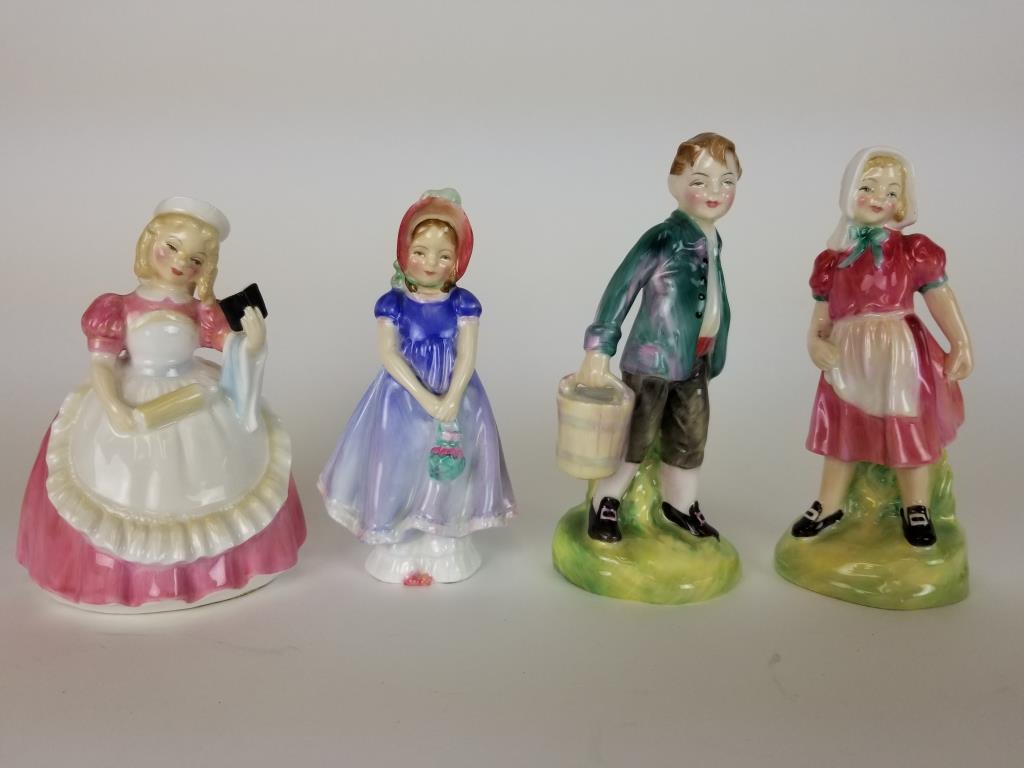 4 Royal Doulton figurines: Cookie, Ivy, Jack and Jill. Tallest is 5 1/2 inches high.