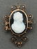 14k gold onyx cameo brooch and earrings set - 2