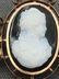 14k gold onyx cameo brooch and earrings set - 3