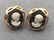 14k gold onyx cameo brooch and earrings set - 5