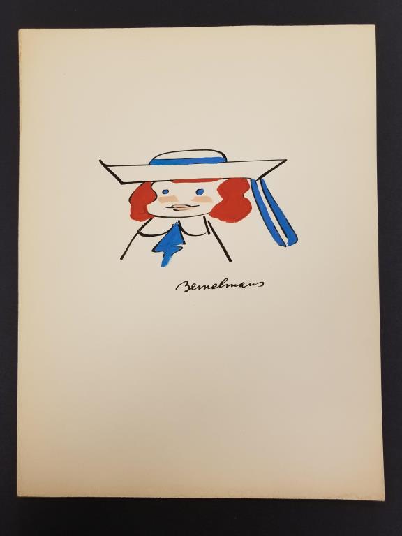Ludwig Bemelmens Madeline: Original watercolor and ink painting of beloved children’s book character, Madeline by Ludwig Bemelmans. The image of the book’s main character, famous for the red hair under her cap and h