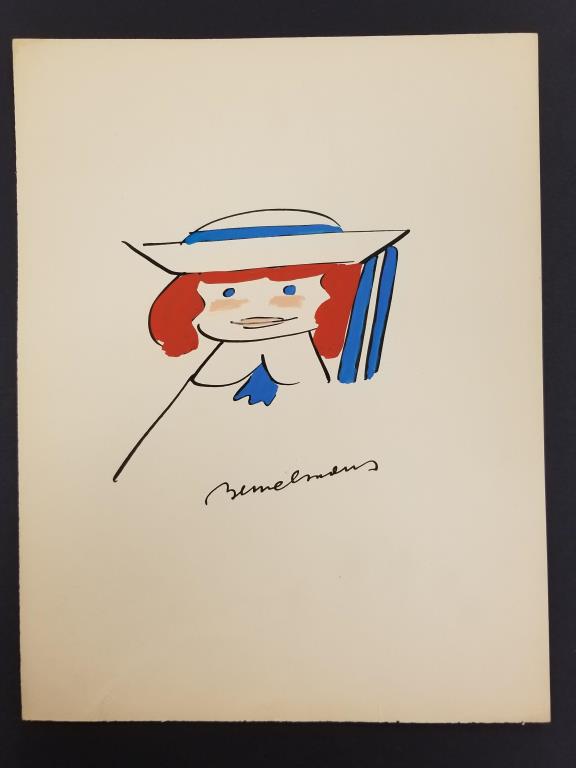 Ludwig Bemelmens Madeline: Original watercolor and ink painting of beloved children’s book character, Madeline by Ludwig Bemelmans. The image of the book’s main character, famous for the red hair under her cap and h