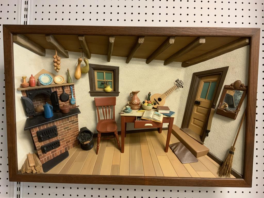 Frank Ponstingl, AKA Hobel, 1981: Shadow Box diaroma, (1927 - 2004) Frank was born in Allentown Pa on October 29, 1927. This talented artist and draftsman in architectural design was one of eleven children. Ponstingl found his best ar