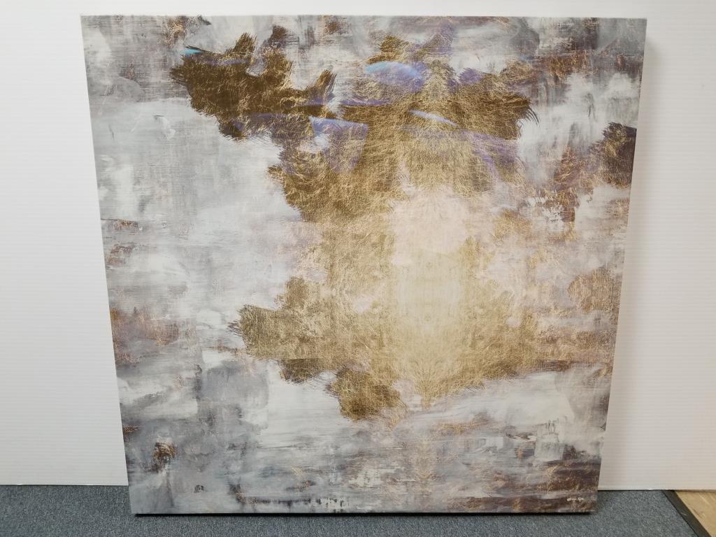 Large canvas Oliver Goe abstract print: Large Oliver Goe abstract print on canvas. Unframed, measures 43 inches square.