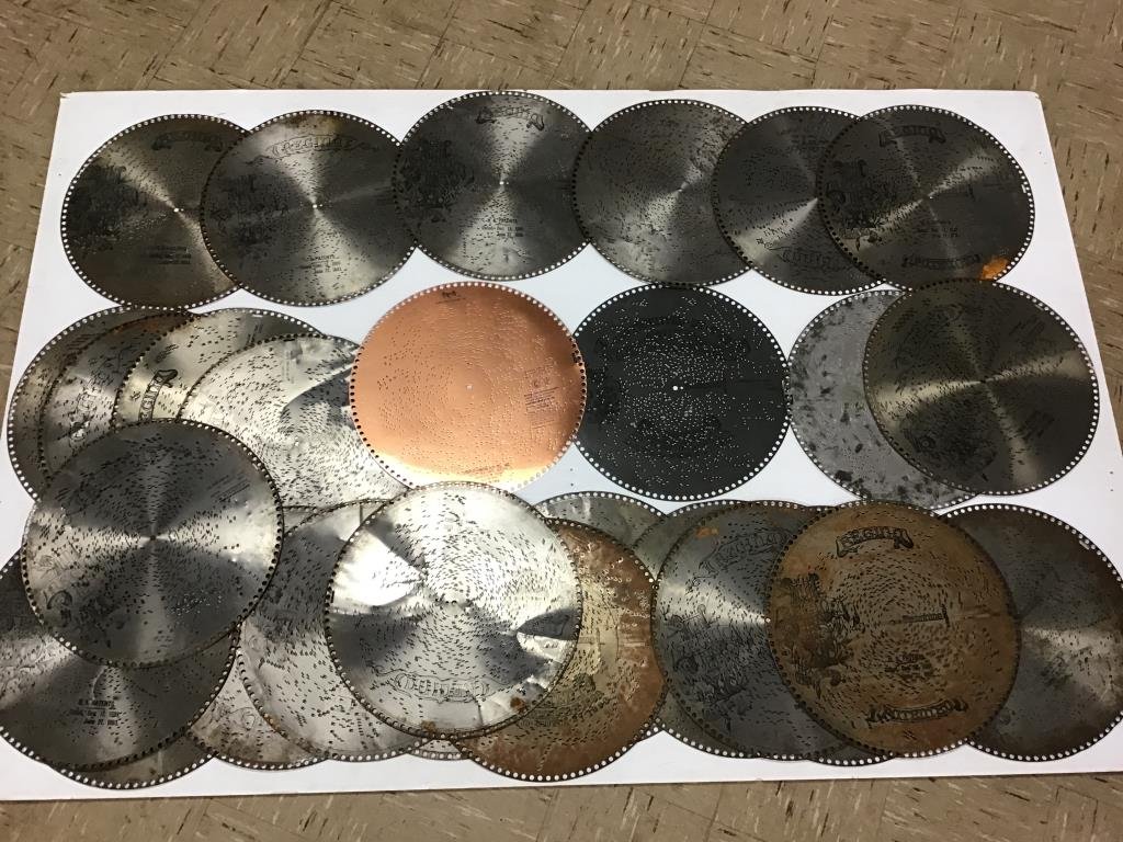 26 Regina 15.5 inch music box discs: 26 Regina music box discs, including h, promise me, from Robin Hood, Just ne Girl, My Gal is a High Born Lady and others.
