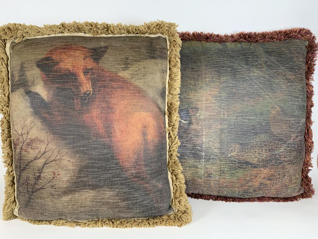 2 Large decorative pillows red fox pillow is 19.5 x: red fox pillow is 19.5 x 17.5 inches, pheasant & quail pillow, 26 x 20 inches,