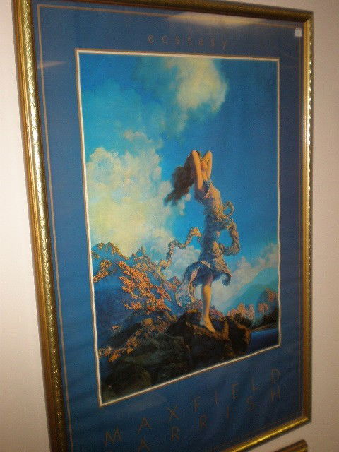 Maxfield Parrish "Ecstasy" 1870-1966 framed poster.: Maxfield Parrish "Ecstasy" 1870-1966 framed poster. Overall 38" x 26".
