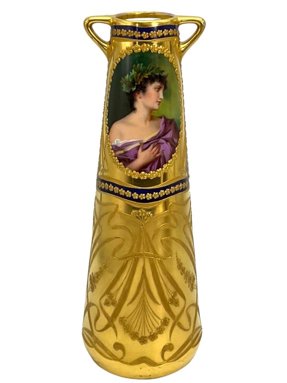 Dresden Hand Painted Dbl Portrait Vase (1 of 10)