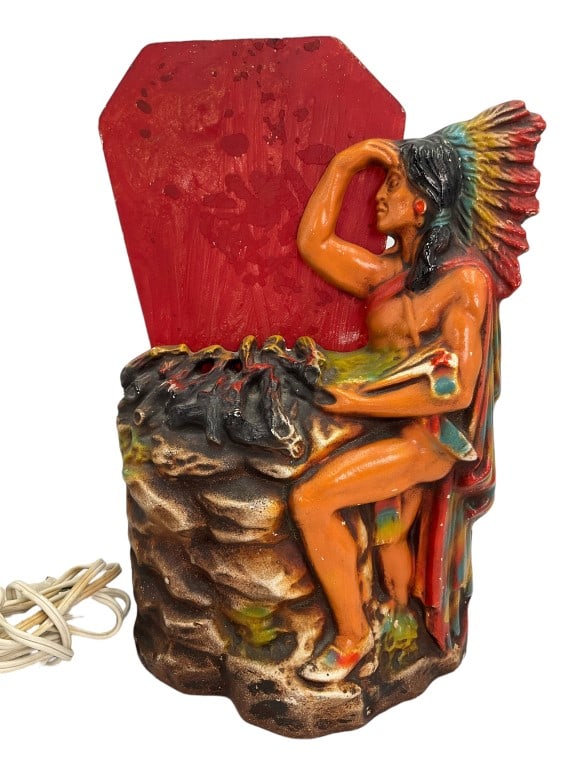 Art Deco Chalkware Indian Flicker Lamp (1 of 11)