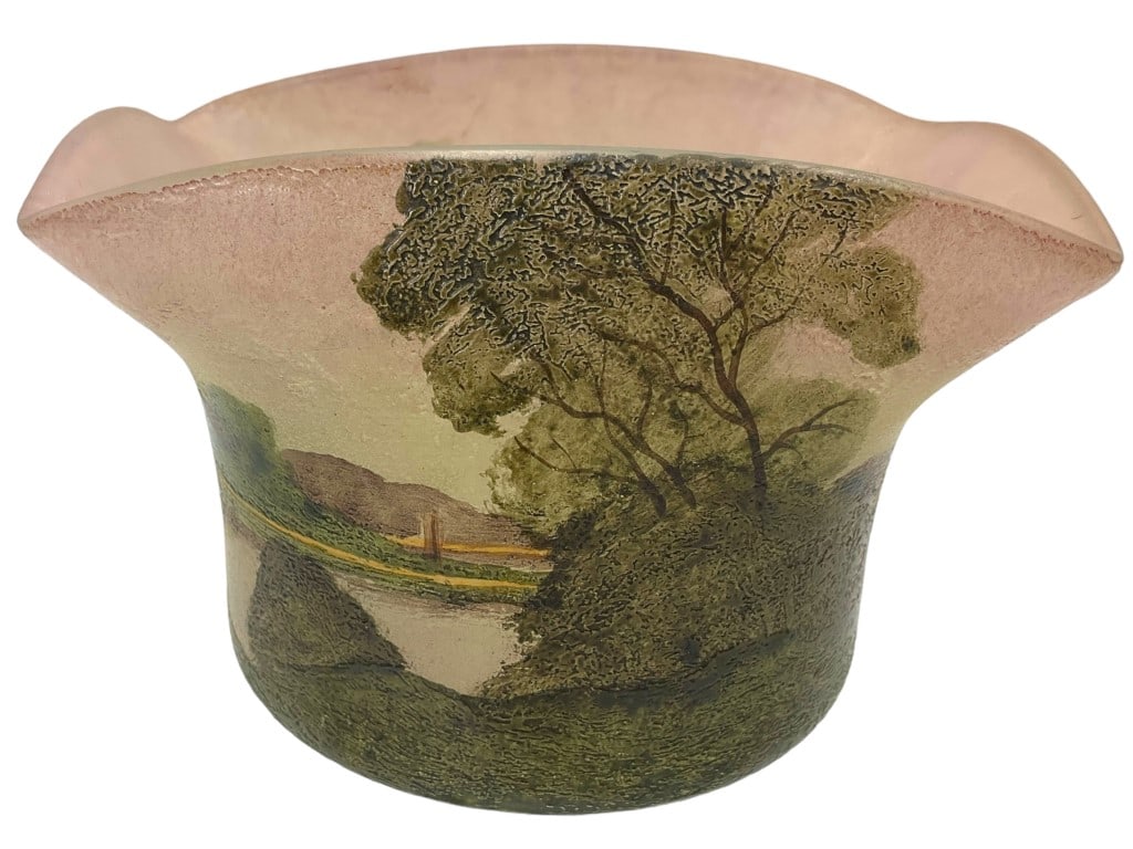 Legras Signed Painted Frosted Glass Dish (1 of 8)