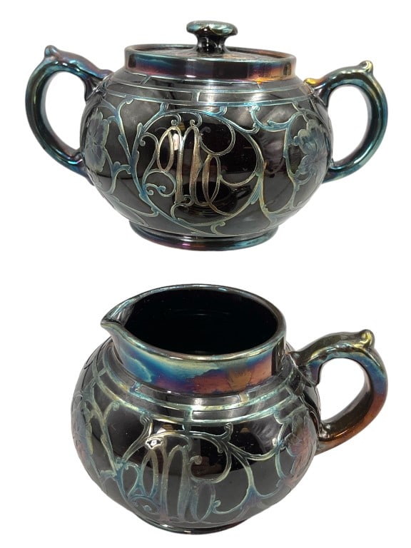 Bourne Denby Style Silver Overlay Pottery Set (1 of 12)