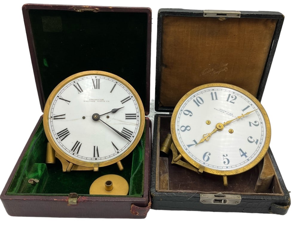 2 American Waltham Travel Night Clocks W/ Cases (1 of 13)