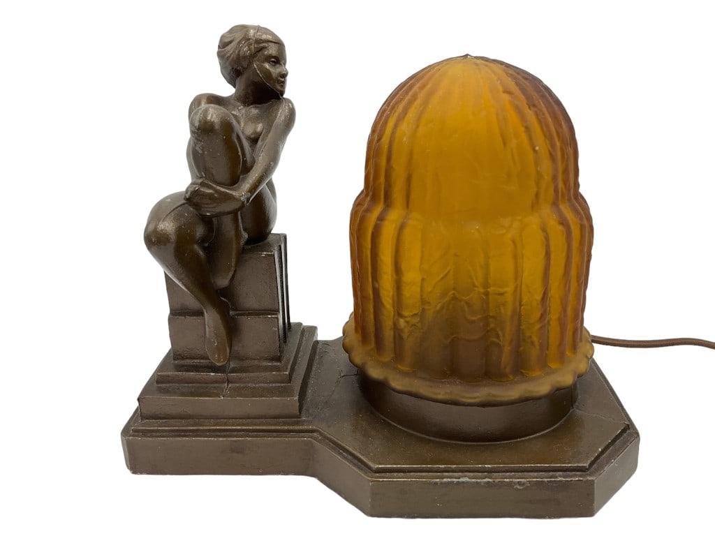 Art Deco APT NY Co. Nude Dome Boudoir Lamp: This is a rare find collectible and decorative piece made in the Art Deco era by the APT NY Co, a competitor of Frank Art. The designs produced by the two companies were so similar that Frank Art sued