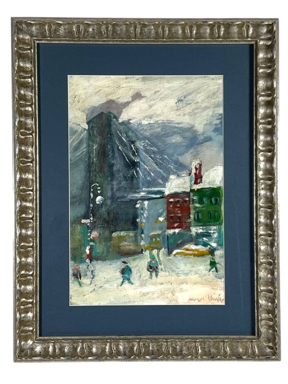 Signed Oil On Board Glass Framed: Signature is illegible. Heavy texture. Glass framed and matted. Measures 15.5 x 20.5 inches.