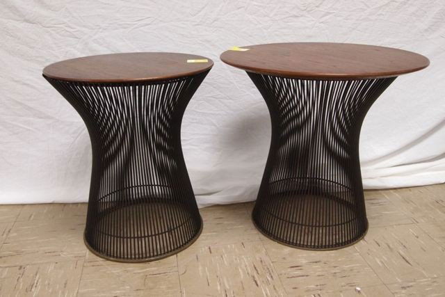 Knoll Side Tables: Knoll Warren Platner Bronze side table with walnut tops