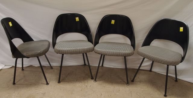 Knoll Side Chairs: Knoll-Eero Saarnen #7 side chairs. (4) with black back