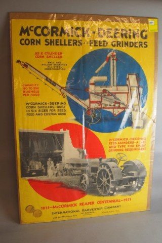 Early Poster: 32" x 22" McCormick-Deering Corn shellers- Feed grinders, International Harvester Co. Good color, minor foxing.