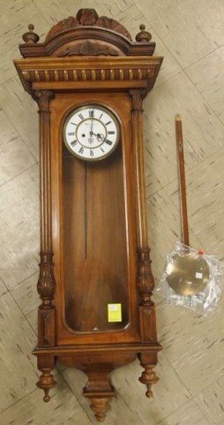 Vienese Regulator Wall Clock: Vienese regulator wall clock, Vienna, Austria, 51" x 14.5" with pendulum.