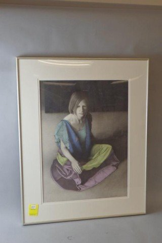 Watercolor on Graphite Paper: 22" x 27 1/2" "Portrait of Barbara Tiberio-Danko" artist signed Judith Ann Lyons