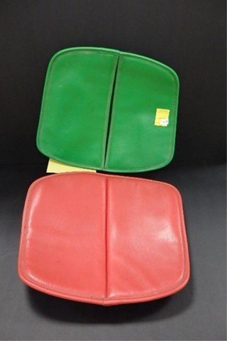 Lot of Two Knoll Seat Pads: Lot of two Knoll seat pads, one green, one red, for Bertoia #420 side chairs.